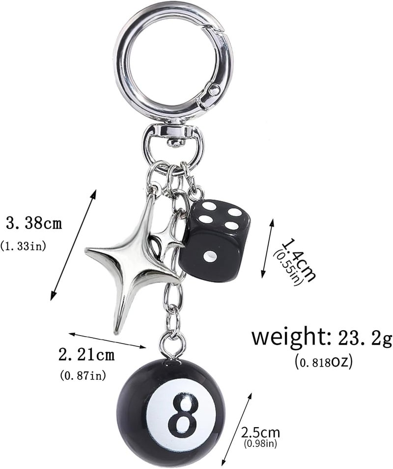 SORGERLY 8 Ball Dice Charm Keychain - Cute Bag Purse Handbag Accessories - Y2K Aesthetic Key Chain for Women Men - Image 4